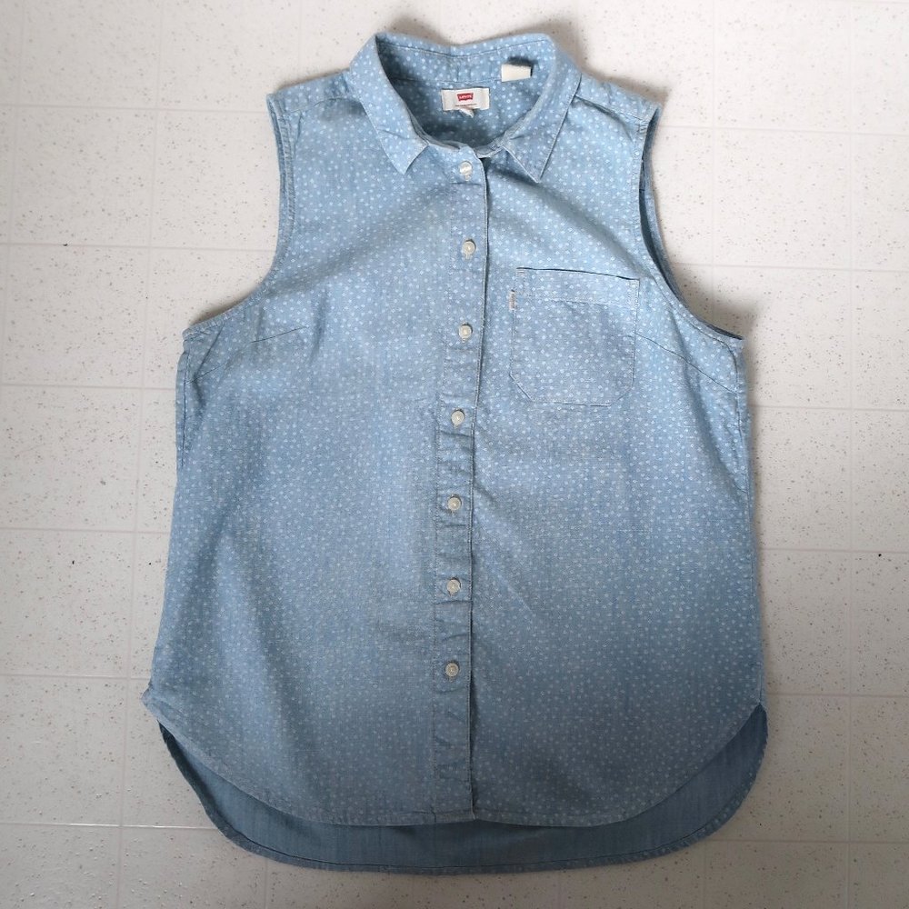 Levi's Sleeveless Blue Polka Dot Top - Women's S